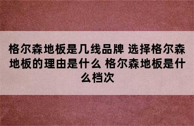 格尔森地板是几线品牌 选择格尔森地板的理由是什么 格尔森地板是什么档次